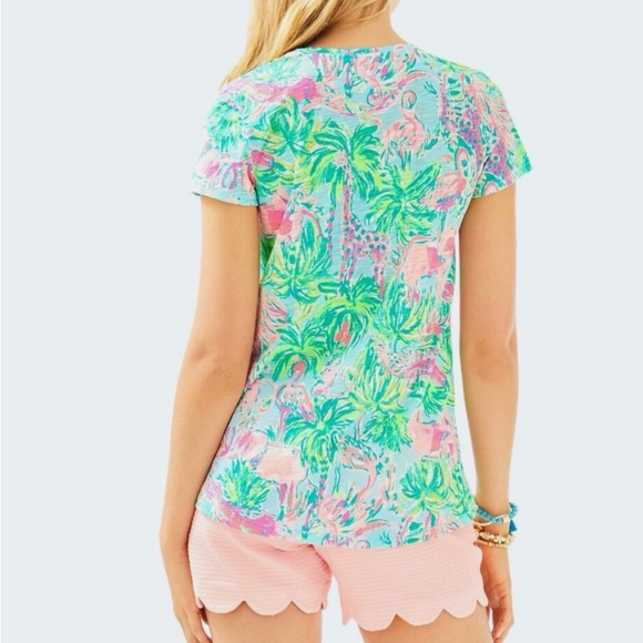 ISO: Lilly Pulitzer Etta Sea Salt Blue on Parade Top Large - Picture 3 of 5